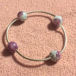 Purple, Black & Grey Marble Design Love Bracelet